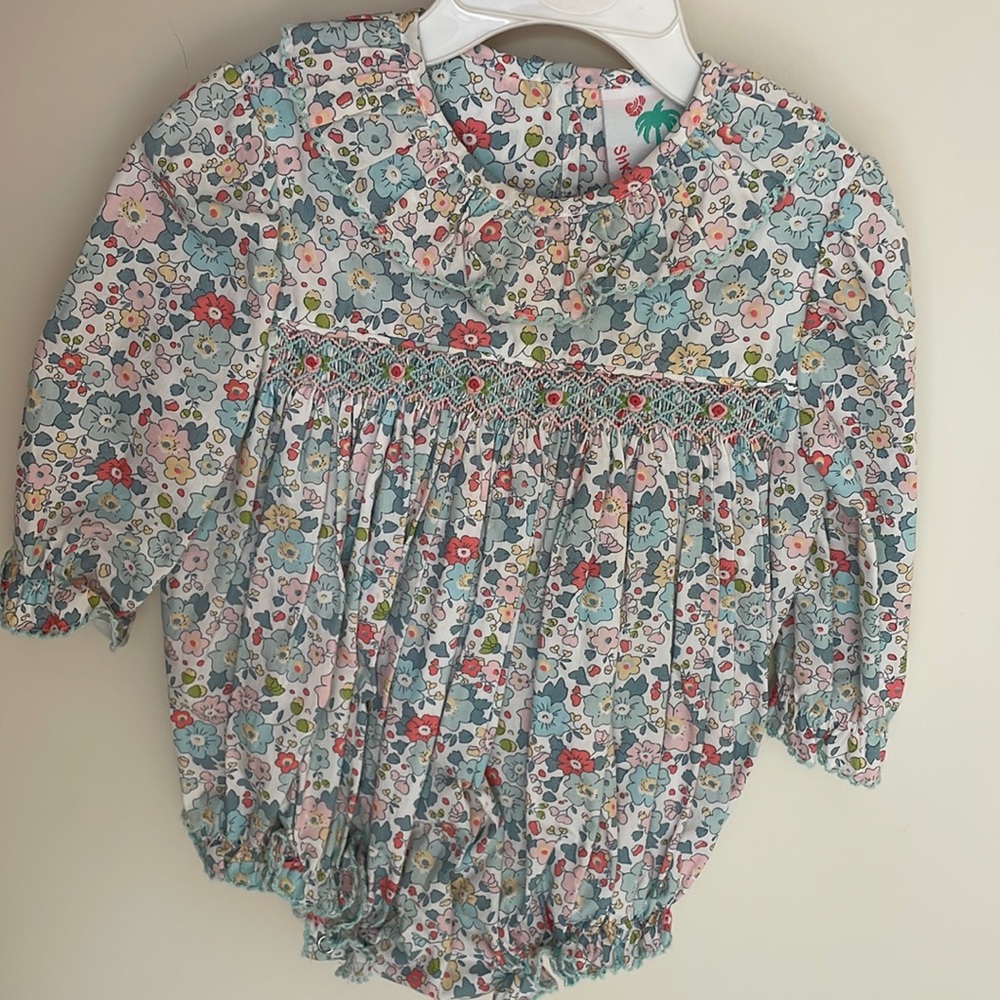 Smocked Floral Long-Sleeve Baby Dress - Pastel Floral